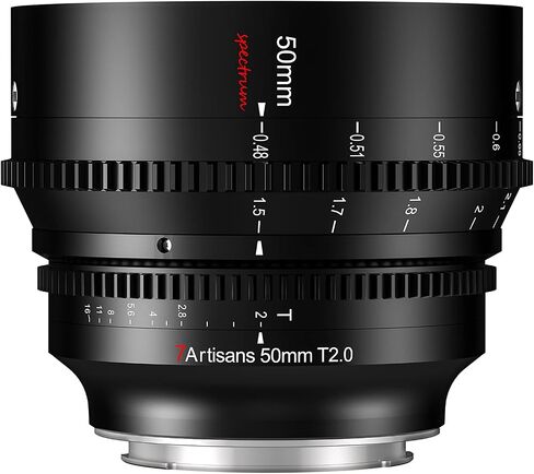 7artisans 50mm T2.0 Large Aperture Full Frame Cine Lens L-Mount, Manual Focus Low Distortion Cinema Lens Mirrorless Cameras Compatible for Sigma FP, Panasonic S1 S1H S5, Leica SL SL2, Black in Kuwait