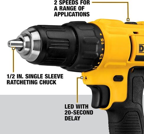 DEWALT 20V Max Cordless Drill/Driver Kit, Compact (DCD771C2) and 13-Piece Black Oxide Drill Bit Set with Pilot Point in Kuwait