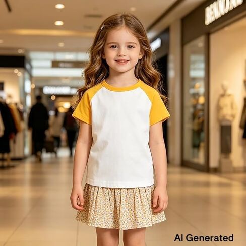 Toddler Baby Girls Boys Tshirt Raglan Shirt Baseball Tee Cotton T-Shirt Short Long Sleeve Solid Color Shirts (5-6 Years, YXX003D-Short) in Kuwait