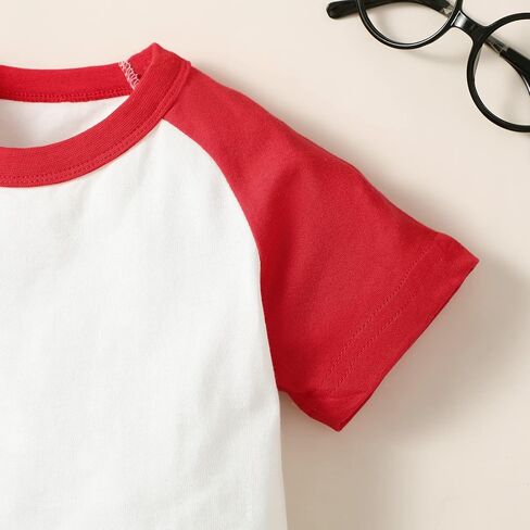 Toddler Baby Girls Boys Tshirt Raglan Shirt Baseball Tee Cotton T-Shirt Short Long Sleeve Solid Color Shirts (3-4 Years, YXX003E-Short) in Kuwait