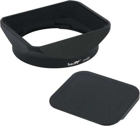Haoge Bayonet Square Metal Lens Hood with Cap for Fujifilm Fuji Fujinon XF 23mm F1.4 R, XF 56mm F1.2 R, XF 56mm F1.2 R APD on X-Pro2 X-Pro1 X-T2 X-T1 X-T20 X-T10 X-E2S X-A5 X-A20 X-E3 X-H1 as LH-XF23 in Kuwait