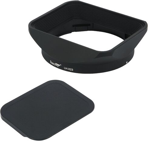 Haoge Bayonet Square Metal Lens Hood with Cap for Fujifilm Fuji Fujinon XF 23mm F1.4 R, XF 56mm F1.2 R, XF 56mm F1.2 R APD on X-Pro2 X-Pro1 X-T2 X-T1 X-T20 X-T10 X-E2S X-A5 X-A20 X-E3 X-H1 as LH-XF23 in Kuwait