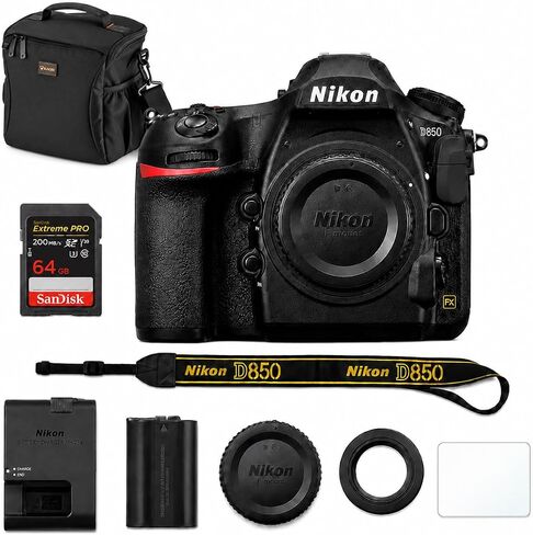 Nikon D850 DSLR Camera with AF-S NIKKOR 24-70mm f/2.8E ED VR Lens, Bundle with 64GB Memory Card, Alpine 160 Shoulder Bag in Kuwait