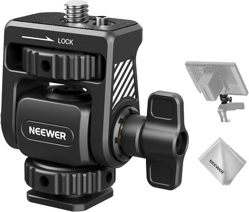 NEEWER Camera Field Monitor Mount Holder Bracket, 360° Swivel 180° Tilt Adjustable with 1/4" & 3/8" Screw Anti Twist Compatible with Atomos Ninja 5" & 7" Compatible with SmallRig Camera Cage, MA022 in Kuwait