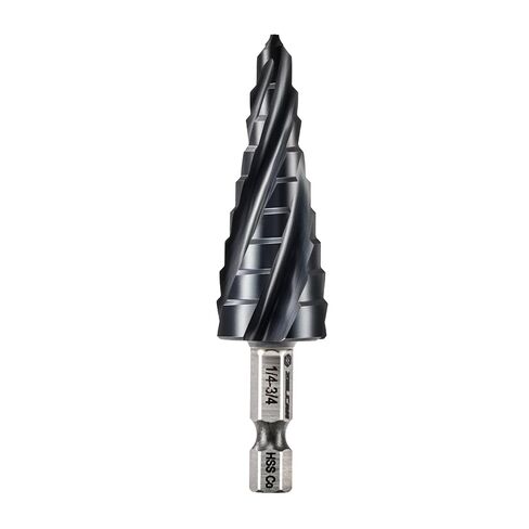 Step Drill Bit Set, 5PCS Four Spiral Flute Step Bits for Metal, 50 Sizes Titanium-Coated HSS Drill Bits with 1/4" Hex Shank for Stainless Steel Aluminum Wood Plastic in Saudi Arabia