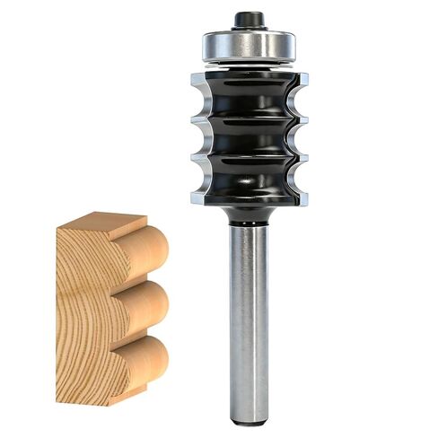 Triple Bead Router Bit 1/4 Shank, 3/32" Radius, 7/8" Cutting Height, Three-Beaded/Column Molding Furniture Trim & Molding Router bit, for Wood Multiple Beads Profiling, Molding, Edging in Kuwait