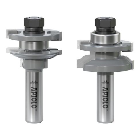 Professional 2PCS Shaker Style Rail and Stile Router Bits Set 1/2 Inch Shank, 3/8 Inch Cutting Depth, Up to 7/8 Inch Stock, Perfect Door Frame Shaper Cutters Raise Panel Making Router Bit Set in Kuwait