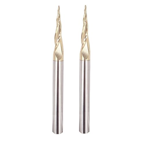 2PCS Tapered Ball Nose End Mills 1/4" Shank, 1/32" Cutting Diameter, 6.2 Degree, Solid Carbide CNC Router Bits wiith ZRN Coated for 2D/3D Milling Engraving Carving BRB462 in Saudi Arabia