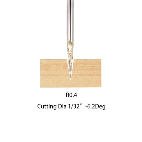 2PCS Tapered Ball Nose End Mills 1/4" Shank, 1/32" Cutting Diameter, 6.2 Degree, Solid Carbide CNC Router Bits wiith ZRN Coated for 2D/3D Milling Engraving Carving BRB462 in Saudi Arabia