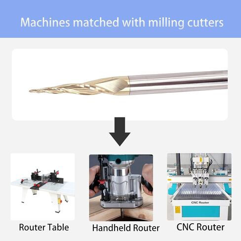 2PCS Tapered Ball Nose End Mills 1/4" Shank, 1/32" Cutting Diameter, 6.2 Degree, Solid Carbide CNC Router Bits wiith ZRN Coated for 2D/3D Milling Engraving Carving BRB462 in Saudi Arabia