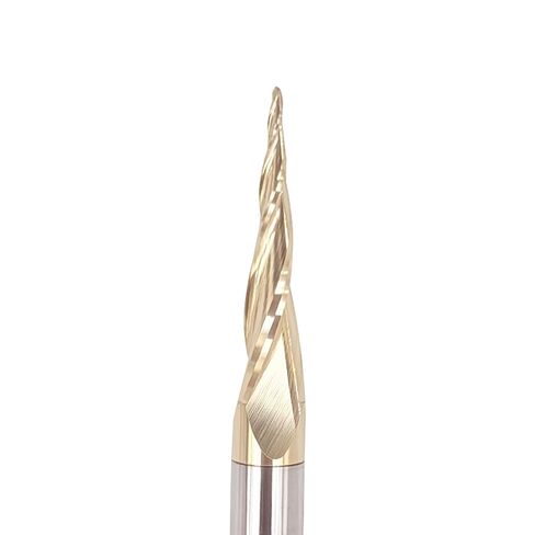 2PCS Tapered Ball Nose End Mills 1/4" Shank, 1/32" Cutting Diameter, 6.2 Degree, Solid Carbide CNC Router Bits wiith ZRN Coated for 2D/3D Milling Engraving Carving BRB462 in Saudi Arabia