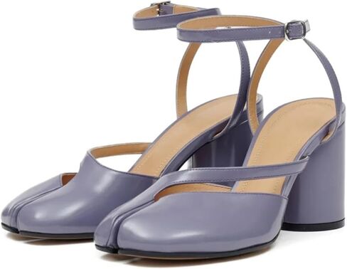 Tabi Chunky Block Heels for Women Split Toe Pumps with Ankle Strap Slingback Heeled Sandals Strappy Tabby Shoes Fashion Dress Comfort Office in Kuwait