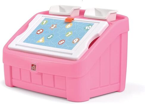 Step2 2-in-1 Toy Box & Art Lid, Kids Toy Storage Bin & Organizer, Easel & Chest in One, Made of Durable Plastic, For Toddlers 2+ Years Old, Pink in Kuwait