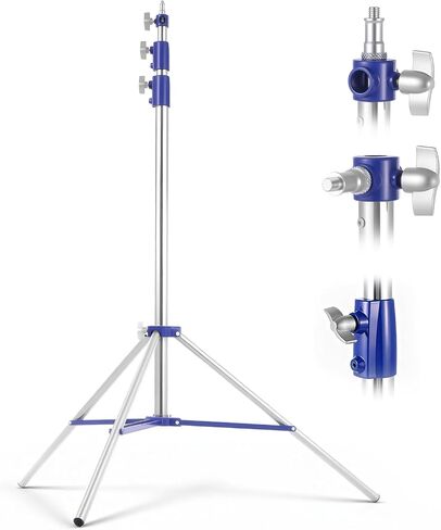 Heavy Duty Light Stand for Photography, 10.5ft/320cm Adjustable Tripod | Spring Cushioned Light Stand with 1/4" - 3/8" Screw, for Softbox, Ring Light, LED Panel, Cameras, 22lb Capacity, 2 Pack in Kuwait