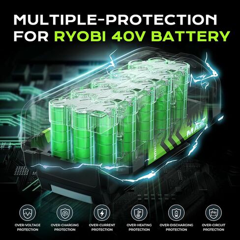 6.0Ah Battery Replace for Ryobi 40V Battery Compatible with Ryobi 40 Volt OP4026A OP4015 OP4040 OP40201 OP4050A OP40261 OP4030 OP4060 Power Tools (Black) in Kuwait