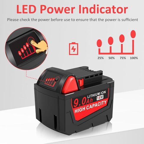 18V 9.0Ah Replace Battery for All Milwaukee MK18 MK18B Battery 48-11-1850 48-11-1840 48-11-1852 48-11-1815 Cordless Power Tools, 2Packs in Kuwait