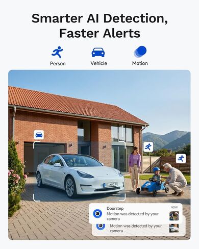LongPlus Security Camera Outdoor 4MP WiFi Dual-Lens Sync Camera | Dual-Lens Sync, Auto Tracking, AI Person Detection, Siren Alarm, Two-Way Audio, Color Night Vision 65ft in Kuwait
