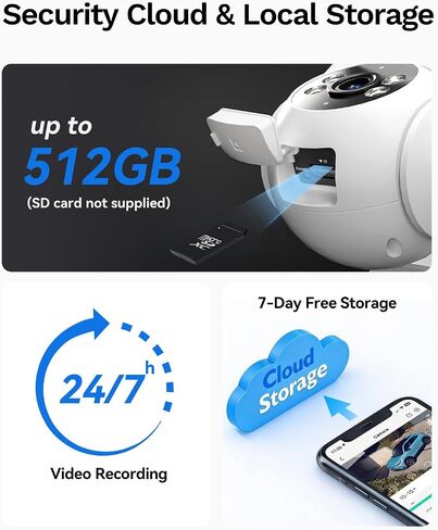 LongPlus Security Camera Outdoor 4MP WiFi Dual-Lens Sync Camera | Dual-Lens Sync, Auto Tracking, AI Person Detection, Siren Alarm, Two-Way Audio, Color Night Vision 65ft in Kuwait