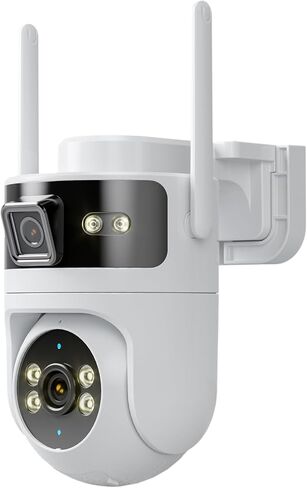LongPlus Security Camera Outdoor 4MP WiFi Dual-Lens Sync Camera | Dual-Lens Sync, Auto Tracking, AI Person Detection, Siren Alarm, Two-Way Audio, Color Night Vision 65ft in Kuwait