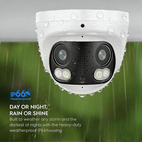 Panoramic 8MP 4K Dual Lens PoE IP Security Outdoor Camera 180 Degree Wide Angle, 24/7 Full Color Night Vision, Metal Casing, H265, IP66, NVR or Windows PC Required, PoE IP Camera, NDAA Compliant in Saudi Arabia