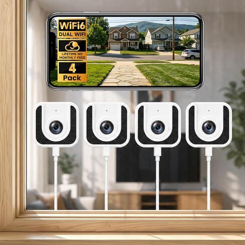 3MP Window Camera,Free Cloud Storage,2.4Ghz & 5Ghz WiFi Indoor Cameras for Home Security, Color Starlight Night Vision, Anti-Glare, AI Motion Detection, 24/7 Recording, Compatible with Alexa in Kuwait