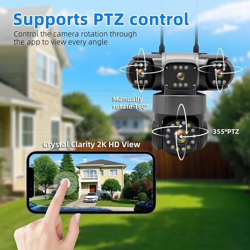 Triple-Lens Solar Camera Wireless Outdoor PIR Human Detect and Auto Track | Triple Lenses Linkage+PTZ 360º Coverage, 7.5W Solar Panel+8000mAh Built-in Battery, No Monthly Subcription Fee Local Storage in Saudi Arabia