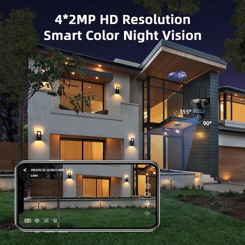 Triple-Lens Solar Camera Wireless Outdoor PIR Human Detect and Auto Track | Triple Lenses Linkage+PTZ 360º Coverage, 7.5W Solar Panel+8000mAh Built-in Battery, No Monthly Subcription Fee Local Storage in Saudi Arabia