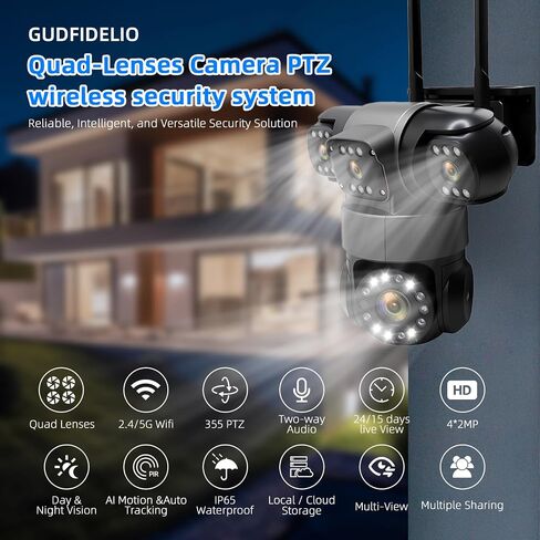 Triple-Lens Solar Camera Wireless Outdoor PIR Human Detect and Auto Track | Triple Lenses Linkage+PTZ 360º Coverage, 7.5W Solar Panel+8000mAh Built-in Battery, No Monthly Subcription Fee Local Storage in Saudi Arabia