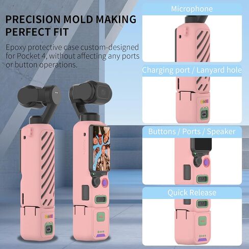 Coyktonty Osmo Pocket 4 Silicone Cover Kit, Compatible with DJI Osmo Pocket 4 Creator Combo Accessories (Pink) in Kuwait