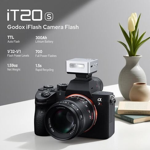 Godox iT20 iT20-S Flash for Sony, Mini TTL Flash with Intuitive Screen, 1.5s Recycle, 700 Full Power Flashes, USB-C Charge, Built-in Battery, GODOX iT20S iT20 S Pocket Flash Speedlight (Silver) in Kuwait