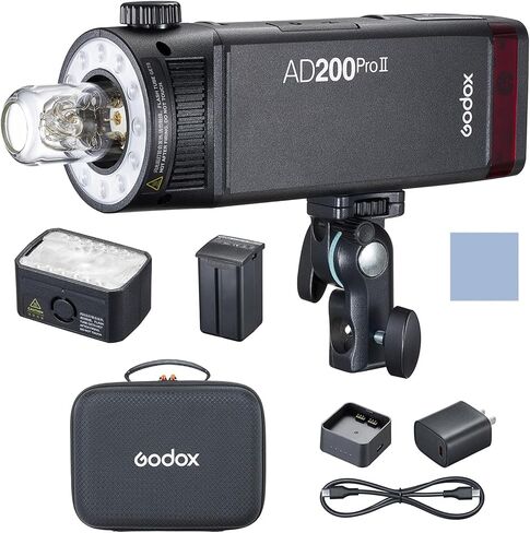 Godox AD200Pro Pocket Flash 2.4G TTL Flash (Speedlite/Bare Bulb) Flash Strobe 1/8000s HSS Monolight with 2900mAh Lithium Battery 200WS for Nikon Sony Fujifilm Olympus Panasonic Pentax Canon Cameras in Kuwait