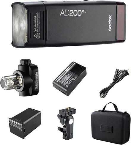 Godox AD200Pro Pocket Flash 2.4G TTL Flash (Speedlite/Bare Bulb) Flash Strobe 1/8000s HSS Monolight with 2900mAh Lithium Battery 200WS for Nikon Sony Fujifilm Olympus Panasonic Pentax Canon Cameras in Saudi Arabia