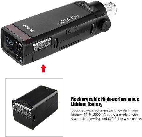 Godox AD200Pro Pocket Flash 2.4G TTL Flash (Speedlite/Bare Bulb) Flash Strobe 1/8000s HSS Monolight with 2900mAh Lithium Battery 200WS for Nikon Sony Fujifilm Olympus Panasonic Pentax Canon Cameras in Saudi Arabia