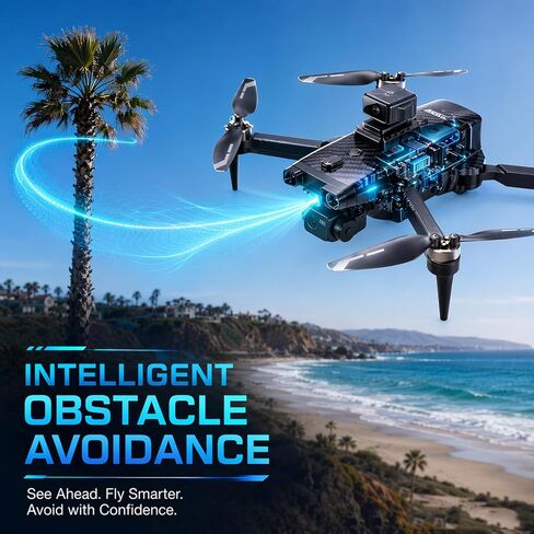 Drones with camera for adults 4K ,Obstacle Avoidance Drone with GPS Auto Return, Foldable Quadcopter Under 249g with 3-Axis Gimbal, Dual Cameras, HD Screen Controller, Follow Me, 40 Min Flight Time, Beginner Friendly in Kuwait