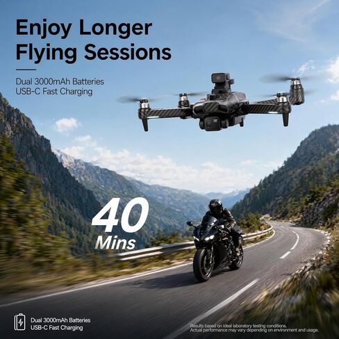 Drones with camera for adults 4K ,Obstacle Avoidance Drone with GPS Auto Return, Foldable Quadcopter Under 249g with 3-Axis Gimbal, Dual Cameras, HD Screen Controller, Follow Me, 40 Min Flight Time, Beginner Friendly in Kuwait