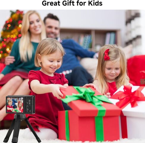 Digital Camera, FHD 4K 44MP Digital Camera, 16X Digital Zoom, Digital Point and Shoot Camera with 3-LED Fill Lights, 64GB SD Card, Compact Camera for Kids Teen Boys Girls, Black in Kuwait