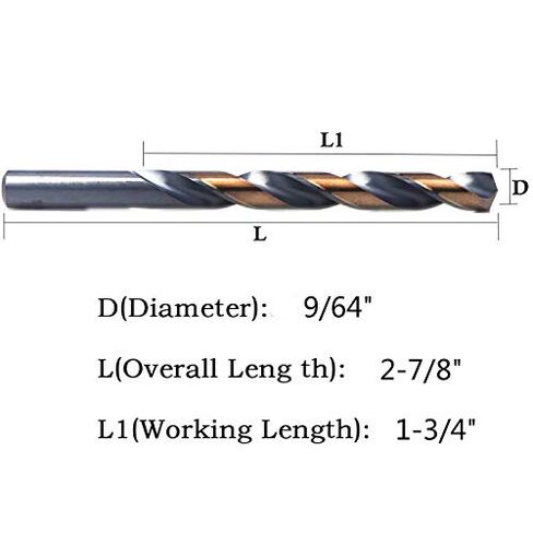 12 PCS, 9/64", Black and Gold Coated Twist Drill Bits, Pack in Plastic Bag in Kuwait