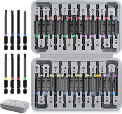 Hi-Spec Long Extended Screwdriver Bits and Mini Ratchet Wrench Handle Set | 68pc, M5-M8, faster bit changes, labeled storage, cleaner drilling and driving, portable case, workshop-ready layout, tidy in Kuwait