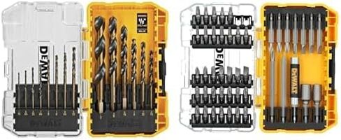 Bundle of DEWALT Drill Bit Set, 3-Flats Shank,14-Piece, 135 Degree Split Point (DWA1184) + DEWALT Screwdriver Bit Set with Tough Case, 45-Piece (DW2166) in Kuwait
