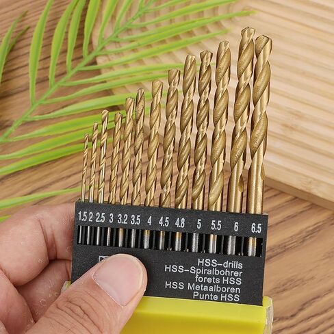 13Pcs Titanium Plated Twist Drill Bits Metal Wood DIY Drilling Tool Set in Kuwait