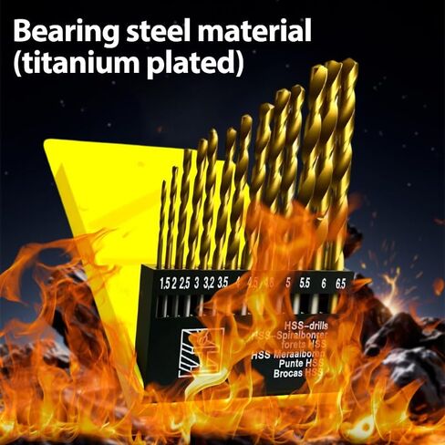 13Pcs Titanium Plated Twist Drill Bits Metal Wood DIY Drilling Tool Set in Kuwait