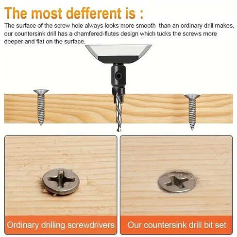 5-Piece Woodworking Drill Bits with Counter Sink, Hex Shank HSS Pilot Hole Reamer Set #5-12 with Wrench for Carpentry Furniture Project in Kuwait
