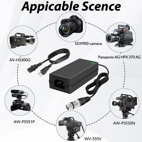 4-Pin XLR Power Adapter Compatible with Sony F55 Venice Canon C500 MKII Panasonic Zaxcom Fusion, 12V 5A, 60W, Black, Compact, Fast Charging in Kuwait