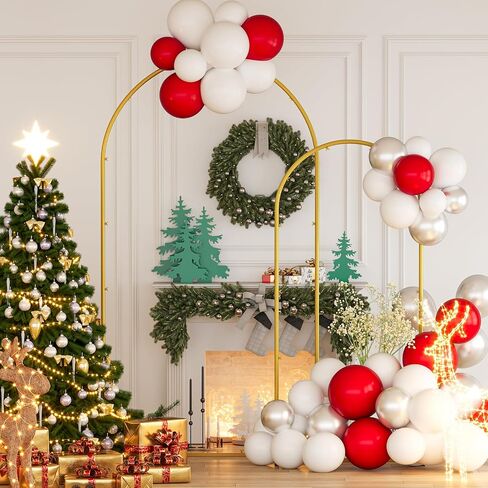 Snughome Arch Backdrop Stand, Set of 2 Metal Balloon Arch Stand (7.2FT+6FT), Gold Wedding Arch Frame for Party, Baby Shower, Holiday, Ideal for Balloon Flower in Kuwait