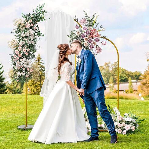 Snughome Arch Backdrop Stand, Set of 2 Metal Balloon Arch Stand (7.2FT+6FT), Gold Wedding Arch Frame for Party, Baby Shower, Holiday, Ideal for Balloon Flower in Kuwait