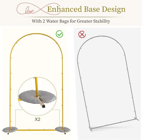 Snughome Arch Backdrop Stand, Set of 2 Metal Balloon Arch Stand (7.2FT+6FT), Gold Wedding Arch Frame for Party, Baby Shower, Holiday, Ideal for Balloon Flower in Kuwait
