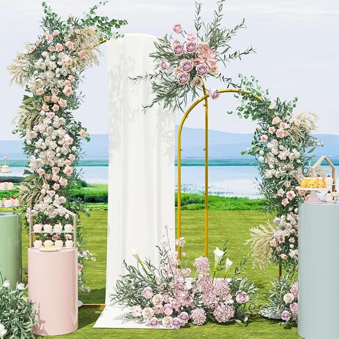 Snughome Arch Backdrop Stand, Set of 2 Metal Balloon Arch Stand (7.2FT+6FT), Gold Wedding Arch Frame for Party, Baby Shower, Holiday, Ideal for Balloon Flower in Kuwait