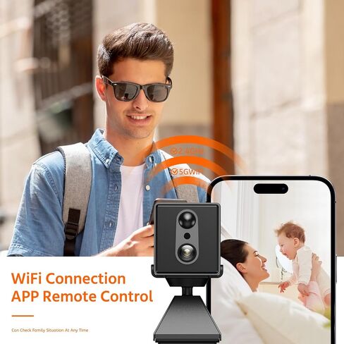 Mini 4K Wireless Camera WIFI Indoor Home Security Camera Outdoor 2.4G/5G WIFI Camera,House WiFi Nanny Cam,Small Home Tiny Cameras with 30-100 Days Standby Battery Life,Night Vision, AI Human Detection in Kuwait
