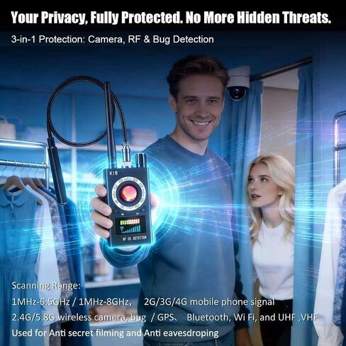 LBO Professional Hidden Camera Detector, AI Anti-Spy Camera RF Signal Finder & WiFi Scanner Hidden Bug Listening Devices Privacy Pen Detector for GPS Trackers Office/Car Security Hotel Safety in Saudi Arabia