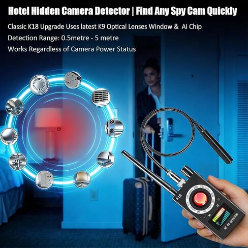 LBO Professional Hidden Camera Detector, AI Anti-Spy Camera RF Signal Finder & WiFi Scanner Hidden Bug Listening Devices Privacy Pen Detector for GPS Trackers Office/Car Security Hotel Safety in Saudi Arabia